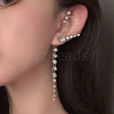 Fashionable Long Tassel Brass Clip-on Earrings with High Sense of Curve BV1540-1