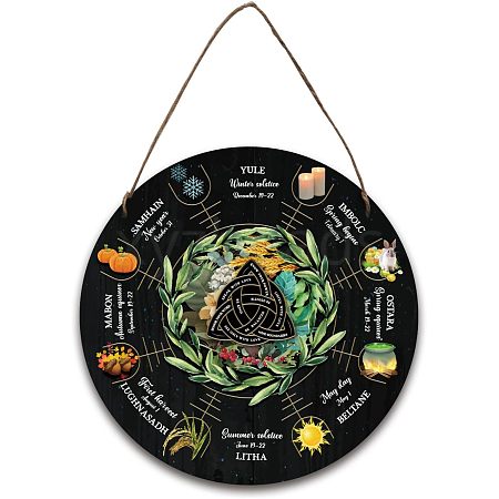 Artsy Woodsy Wheel of the Year Wood Witch Calendar Hanging Wall Decorations HJEW-WH0027-025-1