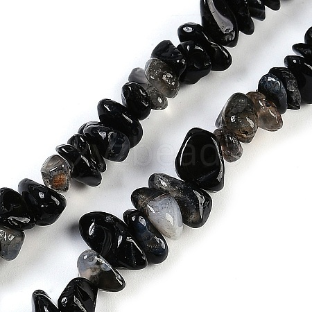 Dyed & Heated Natural Black Agate Beads Strands G-G905-21-1