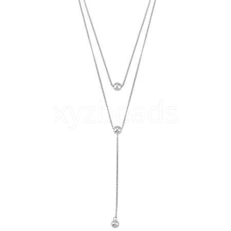 Anti-Tarnish Double Y-shaped Necklace Long Drop Dangle Necklace Delicate Y Chain Necklace Personalized Zircon Pendant Necklaces Choker Trendy Y Necklace Jewelry for Women JN1093A-1