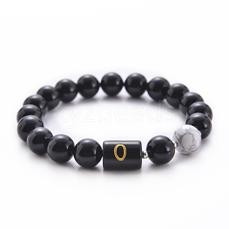 10MM Natural Black Onyx(Dyed & Heated) and Howlite Beaded Stretch Bracelets RH2290-15-1