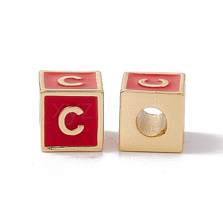 Rack Plating Brass Enamel Beads KK-B060-04G-03C-1
