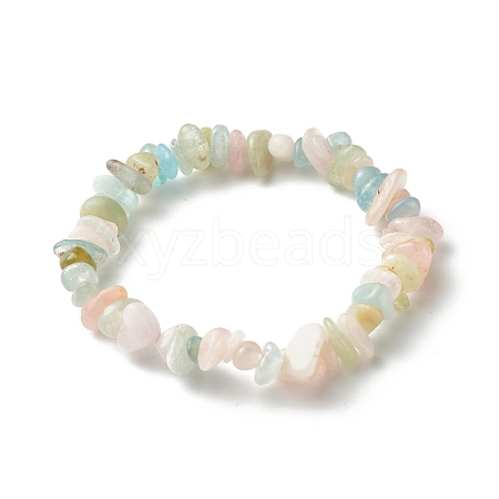 Natural Morganite Chip Beads Stretch Bracelets for Children BJEW-JB06388-10-1