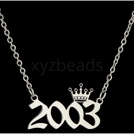 Crown Birth Year 201 Stainless Steel Pendant Necklaces for Women FS-WG4E8F2-64-1