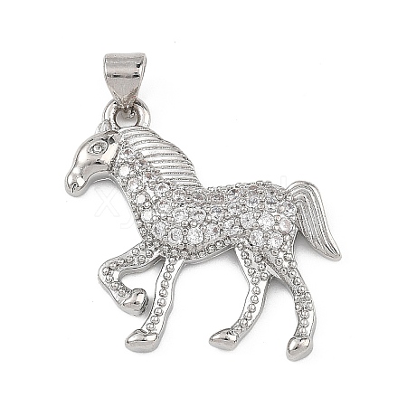 Brass Micro Pave Clear Cubic Zirconia Pendants KK-B177-12P-1