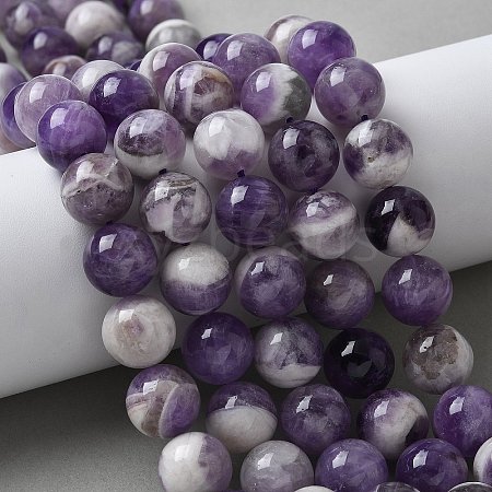 Faceted Round Natural Chevron Amethyst Bead Strands G-S380-01C-1