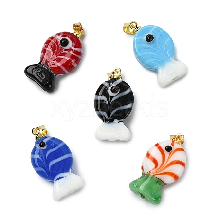 5Pcs 5 Colors Handmade Lampwork Pendants LAMP-YW0004-08-1