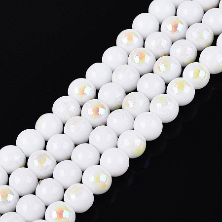 Electroplate Opaque Glass Beads Strands EGLA-Q132-6MM-01C-01-1
