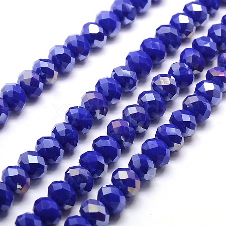 Electroplate Opaque Solid Color Crystal Glass Rondelle Beads Strands EGLA-F047A-12AB-1