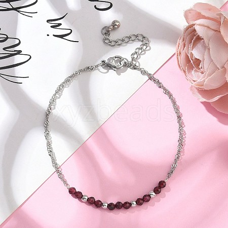 Natural Garnet Beads Link Bracelets BJEW-JB11835-01-1