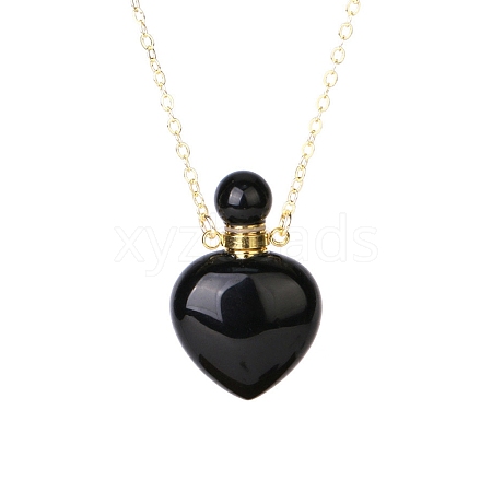 Natural Black Onyx(Dyed & Heated) Perfume Bottle Pendant Necklace PW-WG2A891-19-1