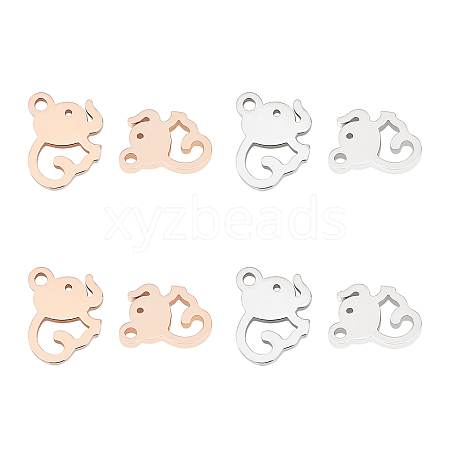 8Pcs 2 Colors 304 Stainless Steel Charms STAS-UN0028-65-1