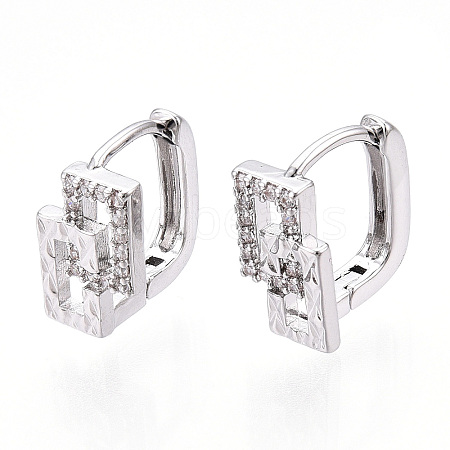 Rack Plating Brass Clear Cubic Zirconia Hoop Earrings EJEW-S241-06P-1