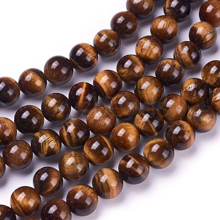 Round Tiger Eye Beads Strands X-Z0RQT012-1