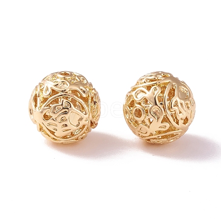 Brass Hollow Round Beads KK-P226-29CG-1