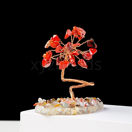 Natural Gemstone Chips and Natural Red Jasper Pedestal Display Decorations G-PW0004-24E-1