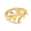 Rack Plating Brass Cuff Rings for Women RJEW-G325-04E-G-2