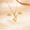 304 Stainless Steel Pendant Necklaces & Stud Earrings Sets WG82A44-09-2