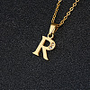 201 Stainless Steel Crystal Rhinestone Initial Pendant Necklaces FS-WG3A711-18-1