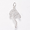 Brass Micro Pave Cubic Zirconia Letter Pendants ZIRC-A010-A02-1