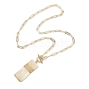 304 Stainless Steel Wood Grain Textured Rectangle Pendant Necklaces NJEW-JN05155-4