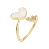 Rack Plating Heart Brass Micro Pave Cubic Zirconia Open Cuff Rings for Women RJEW-B064-16G-1