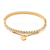 Rhinestone Heart Charms Bangles for Women BJEW-F474-09G-2