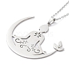 Non-Tarnish 201 Stainless Steel Yoga Human Pendant Necklace with Cable Chains NJEW-Q317-09P-3