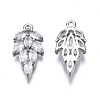 Brass Inlaid Clear Cubic Zirconia Pendants X-ZIRC-S069-013P-2