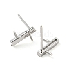 Rhodium Plated 925 Sterling Silver Rectangle Stud Earring Findings STER-Q192-04P-2