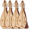  4Pcs 4 Style Ancient Musical Instrument Pipa Chinese Style Bookmark with Tassels for Book Lover AJEW-NB0002-72-1