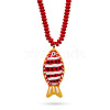 Summer Beach Resin Fish Pendant Rondelle Beaded Necklaces for Women WG3A5E5-01-2