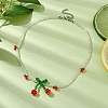 Glass Seed Beaded Cherry Pendant Necklace NJEW-JN04648-3