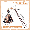 2Pcs 2 Styles Silk Leopard Print Scarf & Nylon Cord & PVC Rugby Pendant & Alloy Enamel Baseball Helmet Pendant & Glass Pearl Bowknot Keychain HJEW-ME00159-2