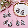 4 Pairs Artificial Leather Teardrop with Leopard Print Dangle Earrings EJEW-UN0002-92A-4