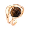 Round Natural Tiger Eye Finger Rings RJEW-N046-10D-2