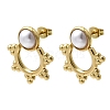 201 Stainless Steel ABS Plastic Pearl Stud Earrings EJEW-Z151-13G-07-4