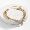 V-Shaped Alloy Crystal Rhinestone Pendant Necklaces & Bracelets & Rings Sets for Women WGD1EA3-01-3