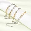 4MM Two Tone 304 Stainless Steel Textured Paperclip Chain Necklaces for Man and Women SA-CBAB767-10GP-1