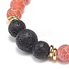 7Pcs 7 Style Natural Agate(Dyed & Heated) & Weathered Agate(Dyed) & Lava Rock Round Beaded Stretch Bracelets BJEW-JB08957-5