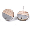 Opaque Resin & Walnut Wood Stud Earring Findings MAK-N032-008A-B04-3