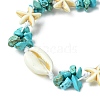 Synthetic Turquoise Starfish & Natural Shell Braided Bead Bracelets BJEW-TA00371-3