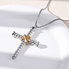 Brass Screw Cross Pendant Box Chain Necklaces for Women Men NJEW-C067-06P-2