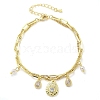 Brass Micro Pave Clear Cubic Zirconia Charm Bracelets BJEW-C083-02G-4