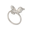 Flower Brass Micro Pave Cubic Zirconia Cuff Ring Settings KK-K297-08P-3