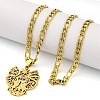 304 Stainless Steel Gothic Double Dragon with Star Pendant Necklaces NJEW-S007-18G-3