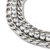 304 Stainless Steel Pave Crystal Rhinestone Multi-Strand Figaro Chain Bracelets for Women BJEW-I315-06P-2
