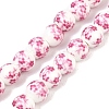 Handmade Flower Printed Porcelain Ceramic Beads Strands X-PORC-M005-8mm-03-1