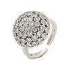 Real Platinum Plated Brass Micro Pave Clear Cubic Zirconia Cuff Rings RJEW-L113-017P-02-1