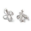 Non-Tarnish 304 Stainless Steel Hollow Flower Stud Earrings for Women EJEW-K244-27P-2